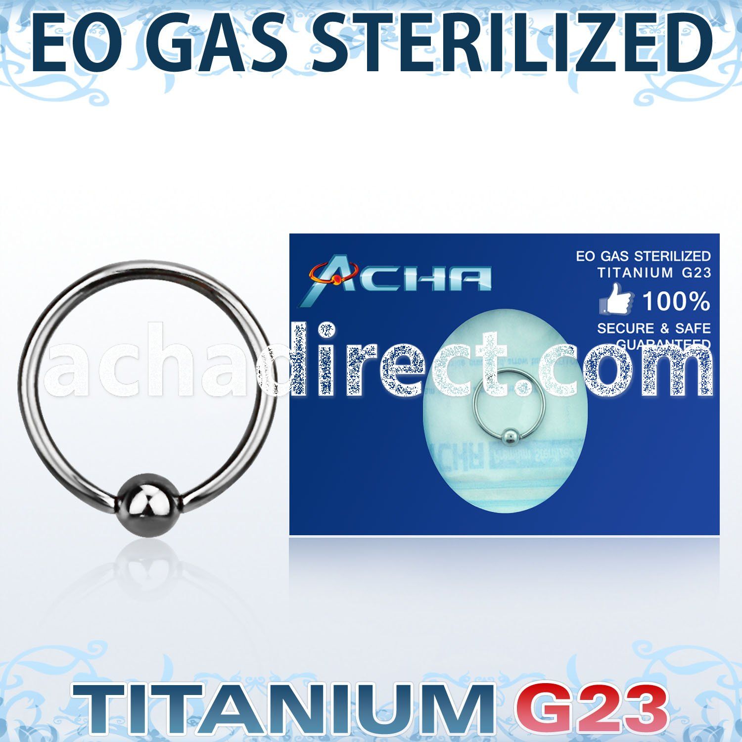 zubcr18 sterilized ttanium g23 ball closure ring with 3mm ball