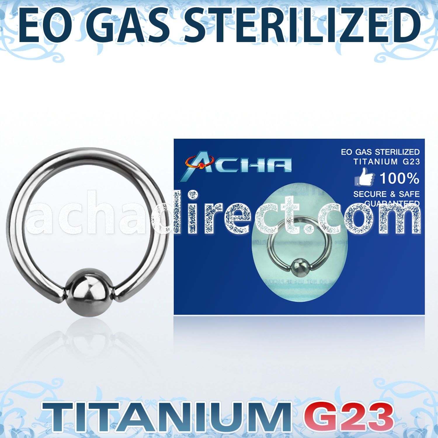zubcr sterilized titanium g23 ball closure ring with 4mm ball