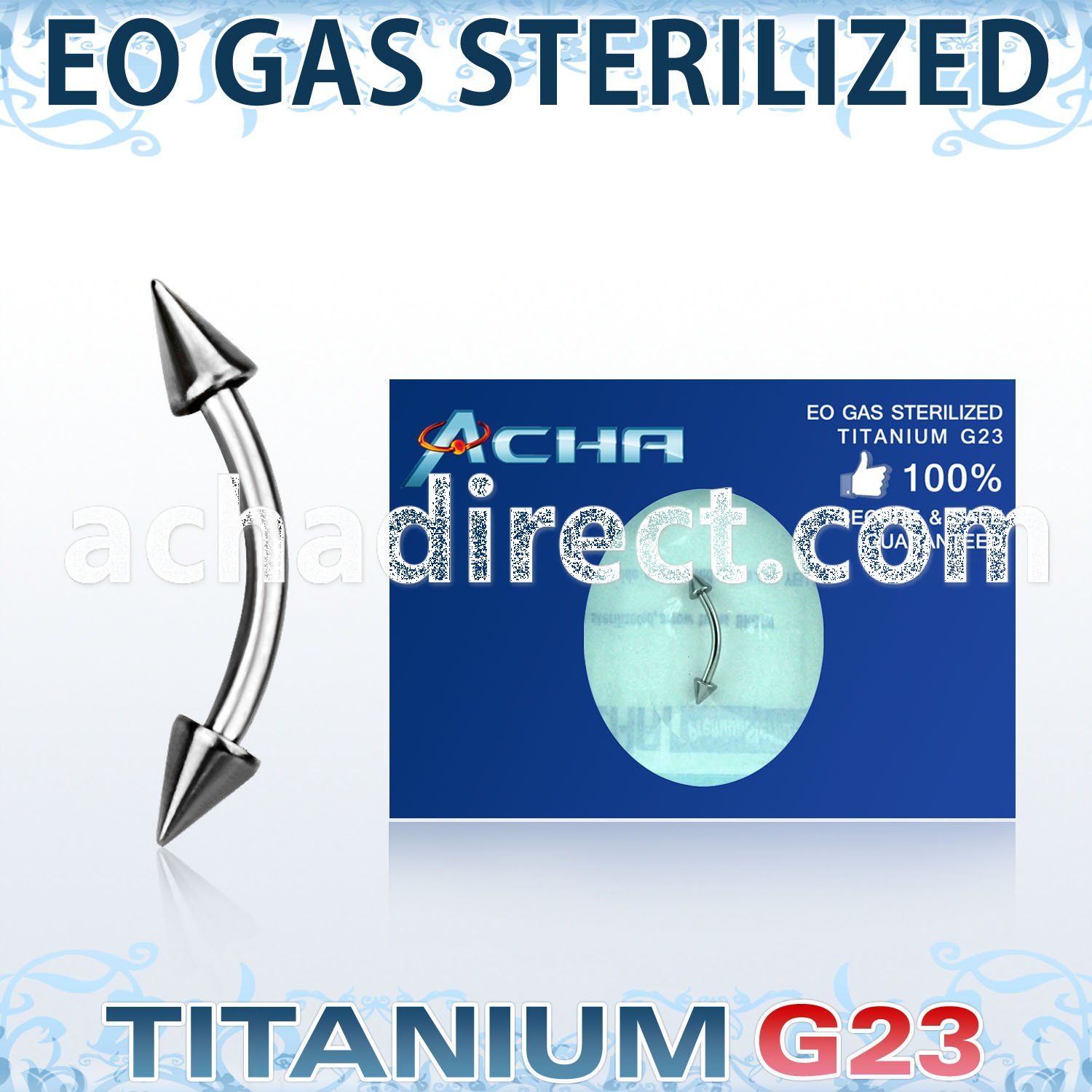zubnecn sterilized titanium g23 eyebrow banana with 3mm cones