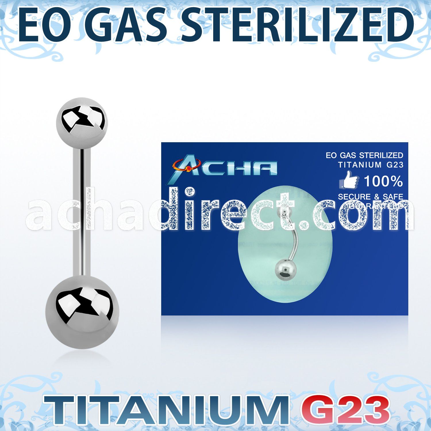 zubns sterilized titanium g23 belly banana with 5 6mm ball