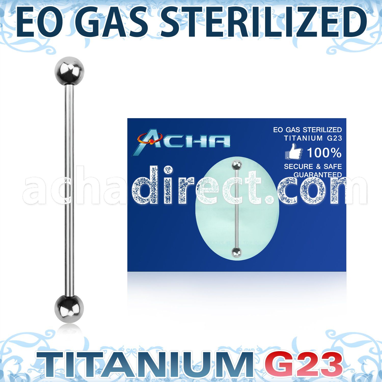 zuindb sterilized titanium g23 industrial barbell