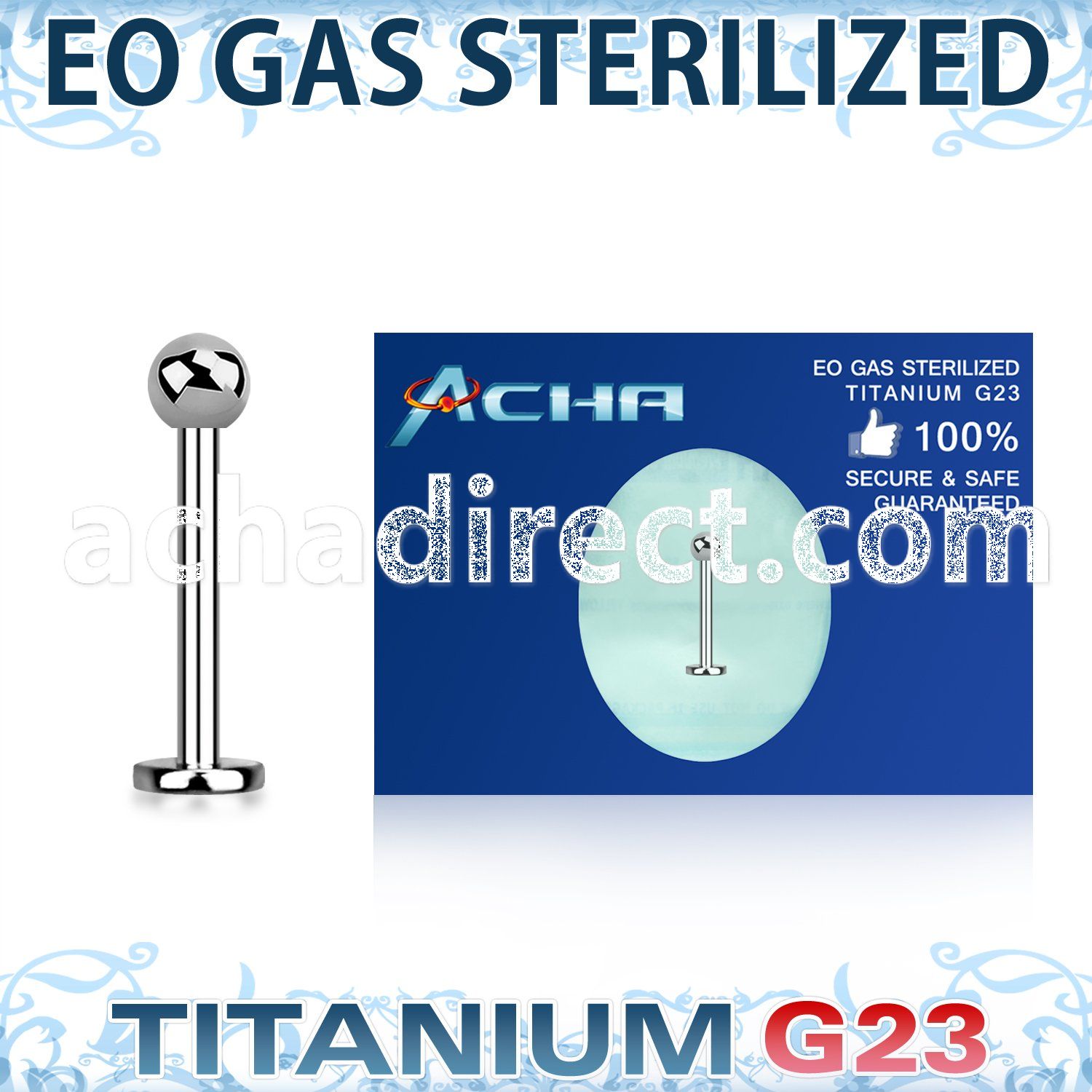 zulb25 eo gas sterilized high polished titanium g23 labret