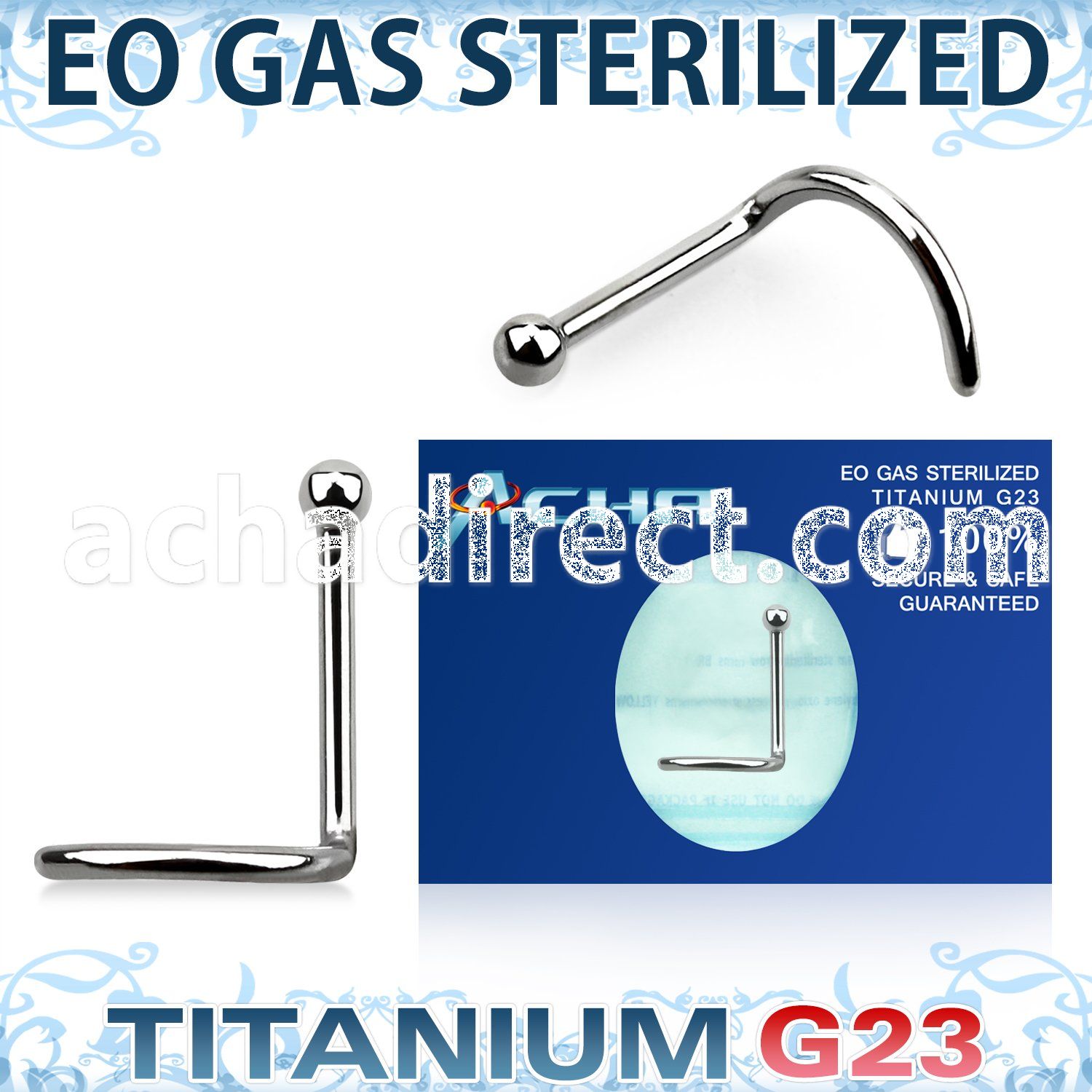 zunsb15 sterilized titanium g23 nose screw 20g ball top