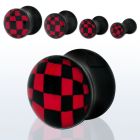 apgm dilatacion plug doble flare acrilico negro cuadros rojos mayorista