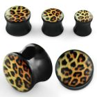 apgrr dilatacion plug doble flare acrilico negro logo piel leopardo al por mayor