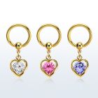 bcrtgz4 aro bola presion acero 316l pvd dorado colgante corazon zirconia redonda medio oro mayorista