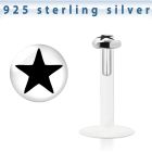 bilg16 labret bio flexible transparente plata esterlina presion 3mm logo estrella negra fondo blanco distribuidor