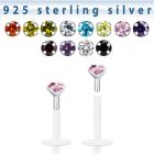 bilz3m labret bio flexible transparente superio plata esterlina zirconita redonda 3mm distribuidor