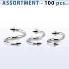 blk220b surtido piercings 100 espirales acero quirurgico conos 2 5mm al por mayor