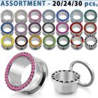 blk431 surtido piercings surtido 30 20 dilataciones tunel tornillo acero brillo espejo cristal borde distribuidor