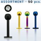 blk75 surtido piercings 50 labrets acero 316l anodizado bolas joya bisel 3mm distribuidor