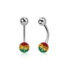 bnfr6r piercing ombligo acero quirurgico bola acero 5mm bola multi cristal ferido 6mm rayas color rasta al por mayor