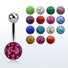 bnfr8 piercing ombligo acero quirurgico bola acero 5mm bola 8mm multi cristal ferido mayorista