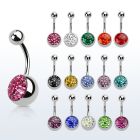 bnmtj15 piercing ombligo acero quirurgico media bola acero 10mm cristal ferido bola acero liso 5mm distribuidor mayorista