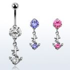 bnrz371 piercing ombligo acero quirurgico zirconia 8mm colgante ancla zirconita redonda 38 10mm mayorista