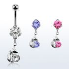 bnrz378 piercing ombligo acero quirurgico zirconia 8mm colgante gata zirconita redonda 38 10mm al por mayor
