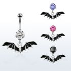 bnrz569 piercing ombligo acero quirurgico zirconia 8mm colgante murcielago negro 38 10mm distribuidor mayorista