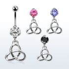 bnrz736 piercing ombligo acero quirurgico zirconia 8mm colgante liso nudo trinidad celta 38 10mm distribuidor mayorista