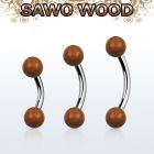 bnsw5 piercing ombligo organico barra acero 316l bolas madera sawo 5mm venta
