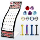 brmlb12 display 40 labret acero 316l anodizado rosca interna cristal 2 5mm 8mm distribuidor mayorista