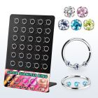 brnhm50 display 30 aro continuo plata 925 piercing septum 1mm zirconia 2mm centro entre 1 5mm 10mm mayorista