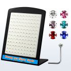 brnspm display 120 piercing nariz l plata 925 0 6mm cristal redondo 1 5mm mayorista