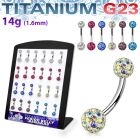 brubn5 display 24 piercings ombligo titanio g23 bolas 5 6mm multi cristal ferido 10mm 14mm al por mayor