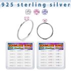 bxnhmx3 silver seamless nose ring 22g color cz 18pcs