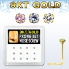 d9gsc17 caja 12 piercing nariz l oro 9 kts 0 6mm zirconia redonda 2mm al por mayor