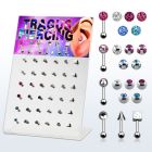 dacb100 display 36 piercings tragus acero quirurgico surtidos 4mm bola cierre 3mm 6mm al por mayor