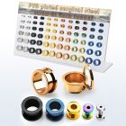 dapg187 display 72 dialataciones tunel tornillo acero quirurgico pvd brillo espejo 4mm 12mm venta