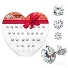dczr1 display corazon 13 pares piercings oreja plata 925 zirconia claras redondas 3mm 5mm al por mayor