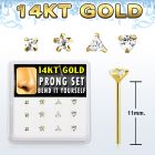 dgys12 distribuidor mayorista caja 12 piercing nariz doblar tu mismo oro 14 kts 0 6mm zirconia redonda 1 5mm & 2mm venta por mayor