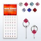 dnbrm5 caja display 40 piercing nariz hueso plata 0 6mm cristal cuadrados aro distribuidor mayorista