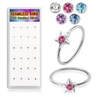 dnsm300b silver seamless nose rings color crystals star 24