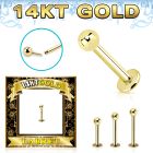glbb25 14k gold labret 16g a threadless push pin ball