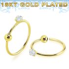 gpz2m aro nariz plata 925 0 6mm oro 18 kts bola cierre zirconia redonda 2mm distribuidor