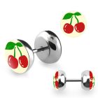 ilpf plug falso acero quirurgico logo cerezas rojas fondo blanco 8mm mayorista