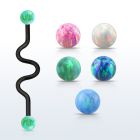 intaop5 barbell industrial zig zag acero 316l anodizado bolas opalo 5mm al por mayor