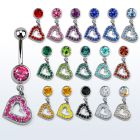 mcd402 piercing ombligo acero quirurgico bola joya bisel 8mm corazon cristal colgado 10mm venta