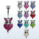 mcd416 piercing ombligo acero quirurgico buho cristal ferido extremo 10mm distribuidor mayorista