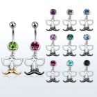 mcd507 piercing ombligo acero quirurgico bola joya 8mm bigote negro dorado gafas colgado 10mm distribuidor