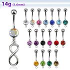 mcd624 piercing ombligo acero quirurgico bola joya 8mm infinito liso colgado horizontalmente 10mm al por mayor