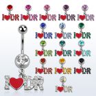 mcd667 piercing ombligo acero quirurgico bola joya bisel 8mm frase i love dr cristal 10mm al por mayor