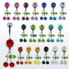 mcdch11 piercing ombligo acero quirurgico bola joya bisel 8mm cristal cerezas colgado 10mm mayorista
