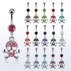 mcdsk5 piercing ombligo acero quirurgico bola 8mm joya bisel colgante cristal tachonado calavera huesos cruzados al por mayor