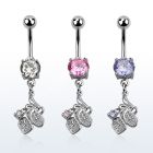 mcdz302 piercing ombligo acero quirurgico zirconia redonda 8mm flor lirio distribuidor mayorista