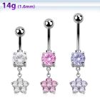 mcdz324 piercing ombligo acero quirurgico zirconia redonda 8mm flor zirconia al por mayor