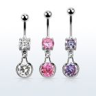 mcdz417 piercing ombligo acero quirurgico zirconita redonda 8mm colgante redondo zirconia medio plata al por mayor