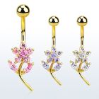 mdgz323 banana ombligo acero 316l anodizado dorado flor zirconia venta